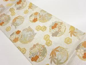 引箔花輪に松竹梅・亀甲模様織出し袋帯